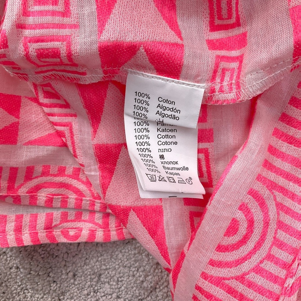 Sumitra‎ Dress Women OSFA Neon Pink Geometric Peasant Boho Tier Resort Kaftan - Picture 7 of 14